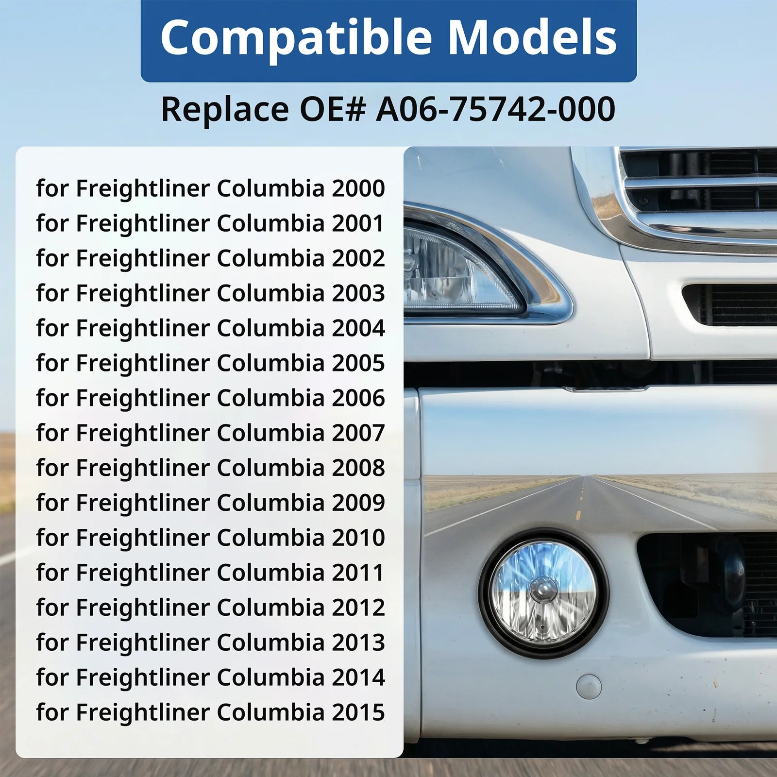 LED Fog Light Assembly for Freightliner Columbia (2008–2017) - Front Fog Lamps (Pair, Left & Right)