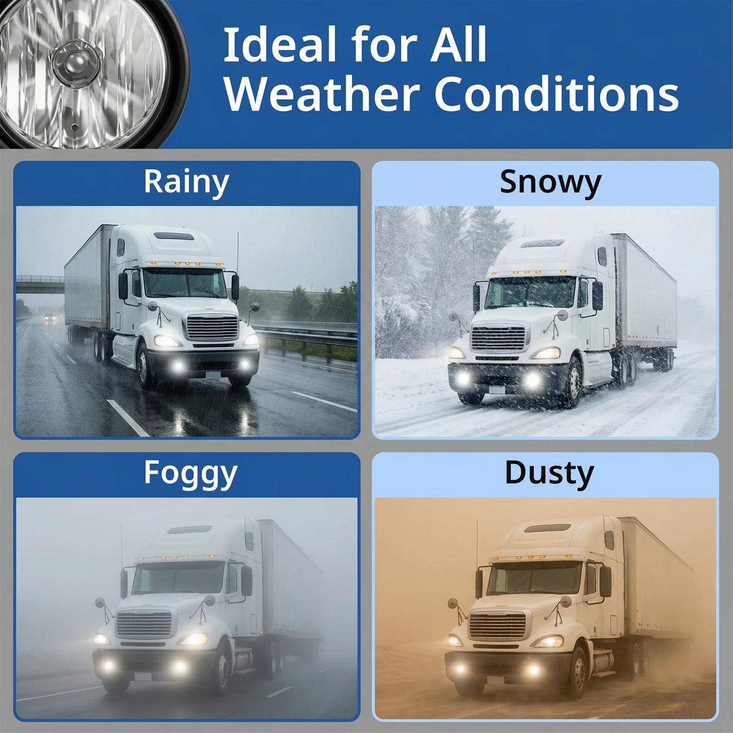 LED Fog Light Assembly for Freightliner Columbia (2008–2017) - Front Fog Lamps (Pair, Left & Right)