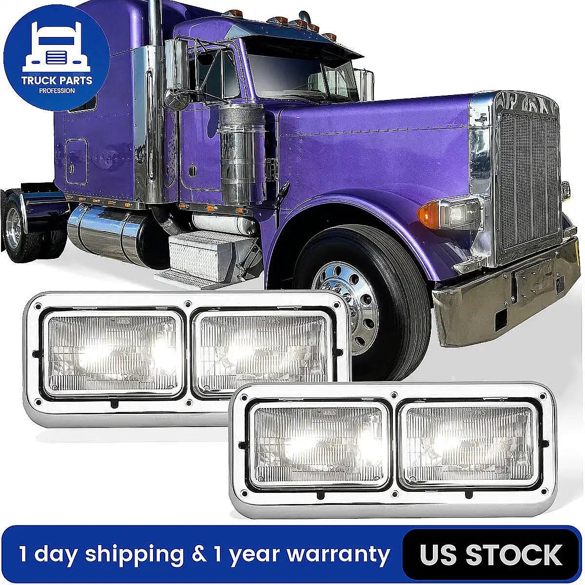 For Peterbilt 359/362/378/379 4×6 Halogen Headlights Pair – Direct Fit DOT Approved