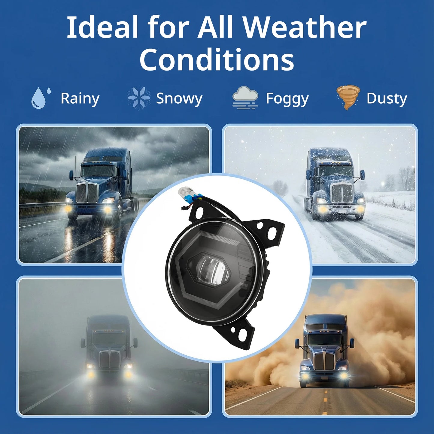 Peterbilt 579/587 Front Fog Lights Pair w/ Bulbs – Waterproof