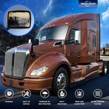 Peterbilt 579/587 Hood Mirror Pair w/ Arms (2010–2017) – Chrome, Convex (Driver & Passenger)