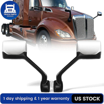 For Peterbilt 579/587 Hood Mirror w/ Arm – Chrome (2010–2017)