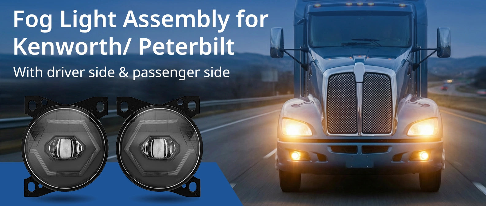 Peterbilt 579/587 Front Fog Lights Pair w/ Bulbs – Waterproof