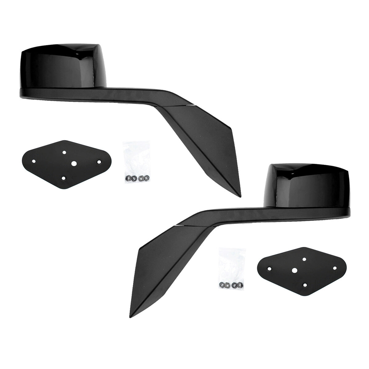 For Volvo VNL Black Hood Mirrors w/ Arms (2004–2014) – Hood Mount