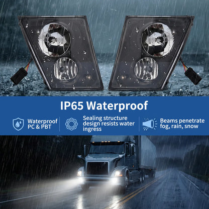 Volvo VNL/VNM Front Fog Lights Pair (2004–2015) – DRL w/ Bulbs, Waterproof