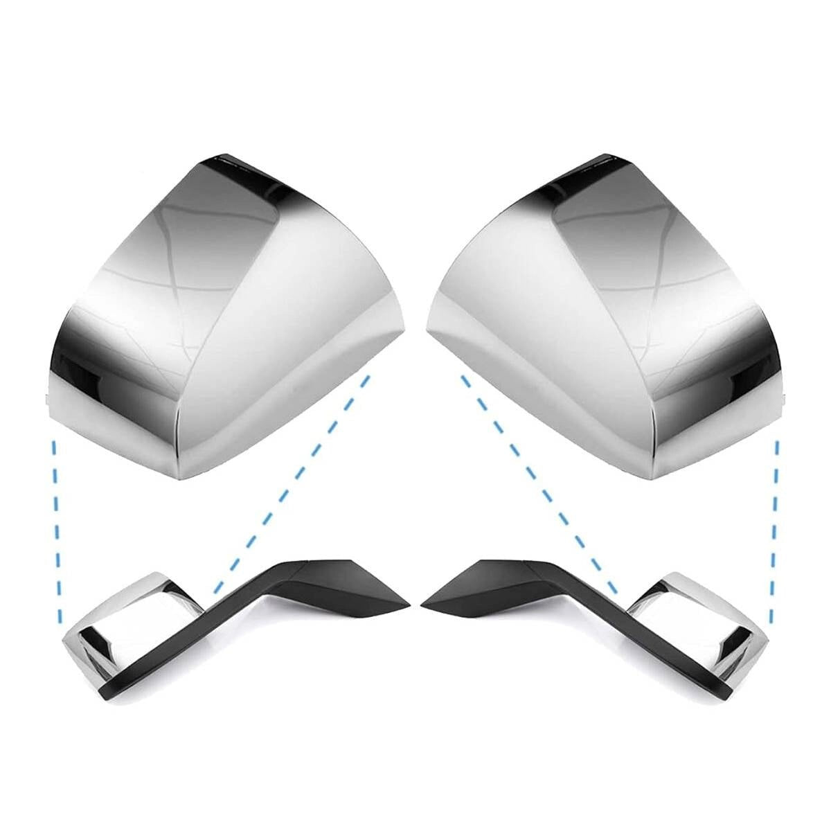Volvo VN/VNL/VNM Hood Mirror Covers Pair (2004–2017) – Chrome / Black