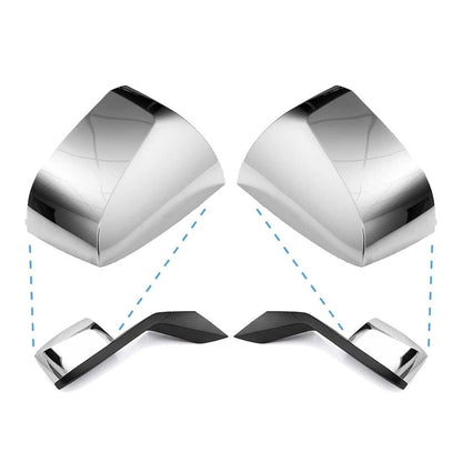 Volvo VN/VNL/VNM Hood Mirror Covers Pair (2004–2017) – Chrome / Black