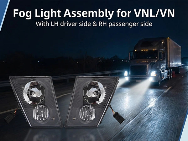 Volvo VNL/VNM Front Fog Lights Pair (2004–2015) – DRL w/ Bulbs, Waterproof