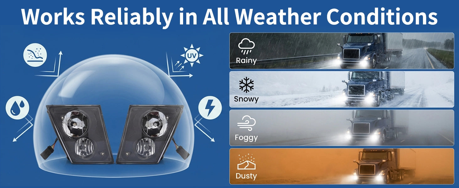 Volvo VNL/VNM Front Fog Lights Pair (2004–2015) – DRL w/ Bulbs, Waterproof