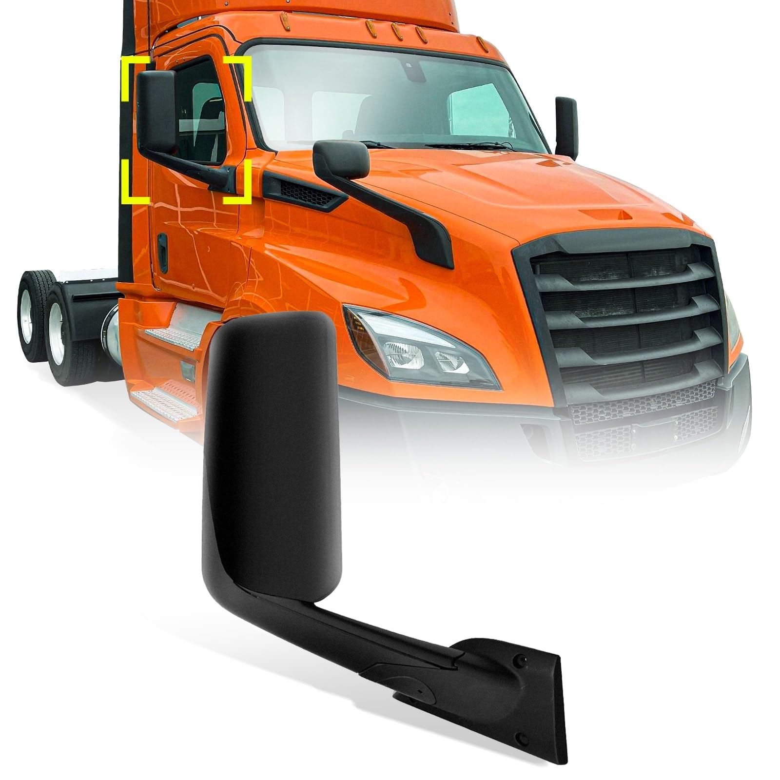 Black Heated Power Door Mirror for Freightliner Cascadia 2018+ - RoadWest Truck Parts - B09WTW7ZL6 - High Soar