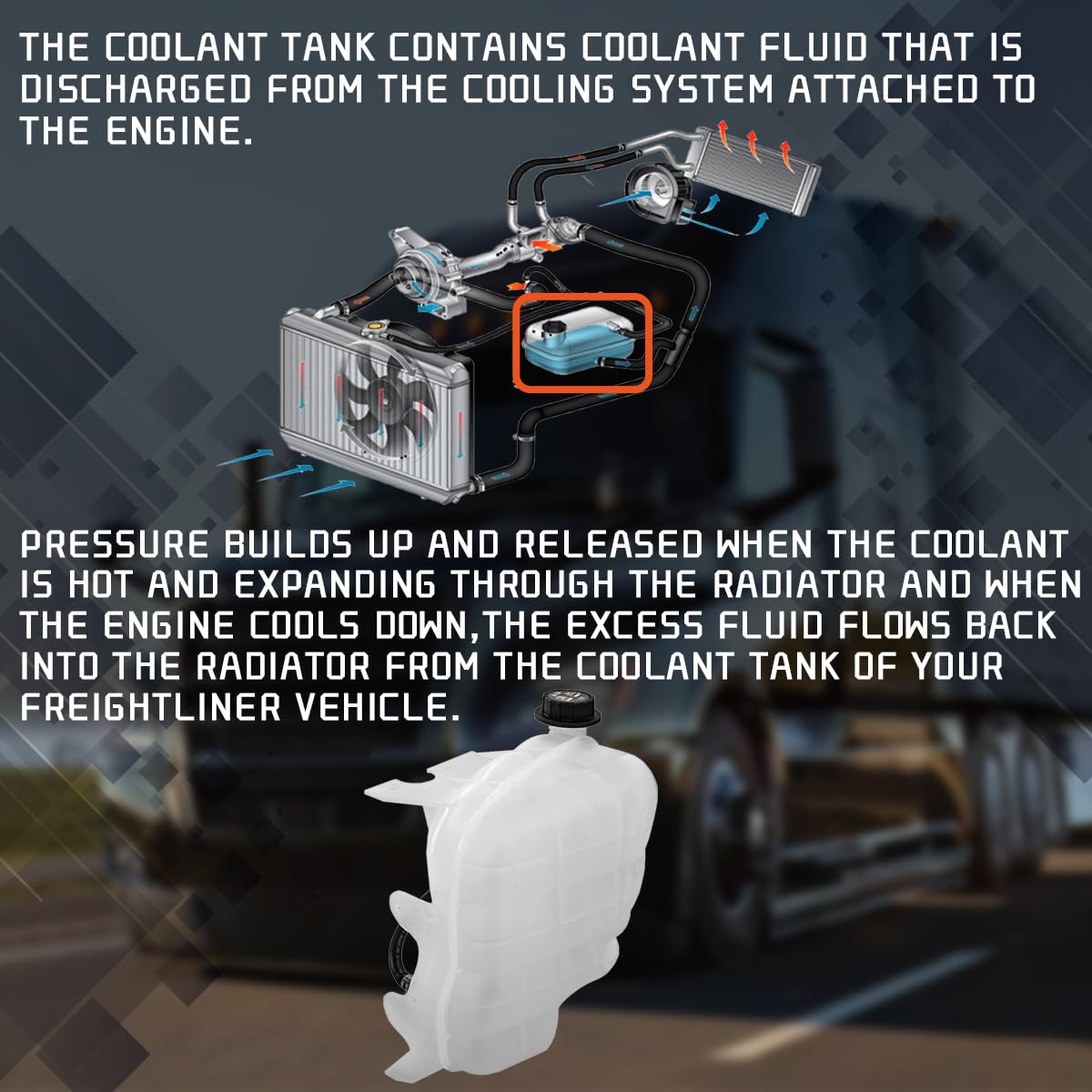 Coolant Reservoir 603 - 5104 for International / IC TranStar (2591625C92) - RoadWest Truck Parts - MZ-97300AU - High Soar