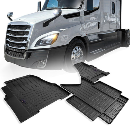 Freightliner Cascadia 116/126 Floor Mats (2018–2021) – All - Weather TPV (Front + Center Set) - RoadWest Truck Parts - MZ-86305 - High Soar