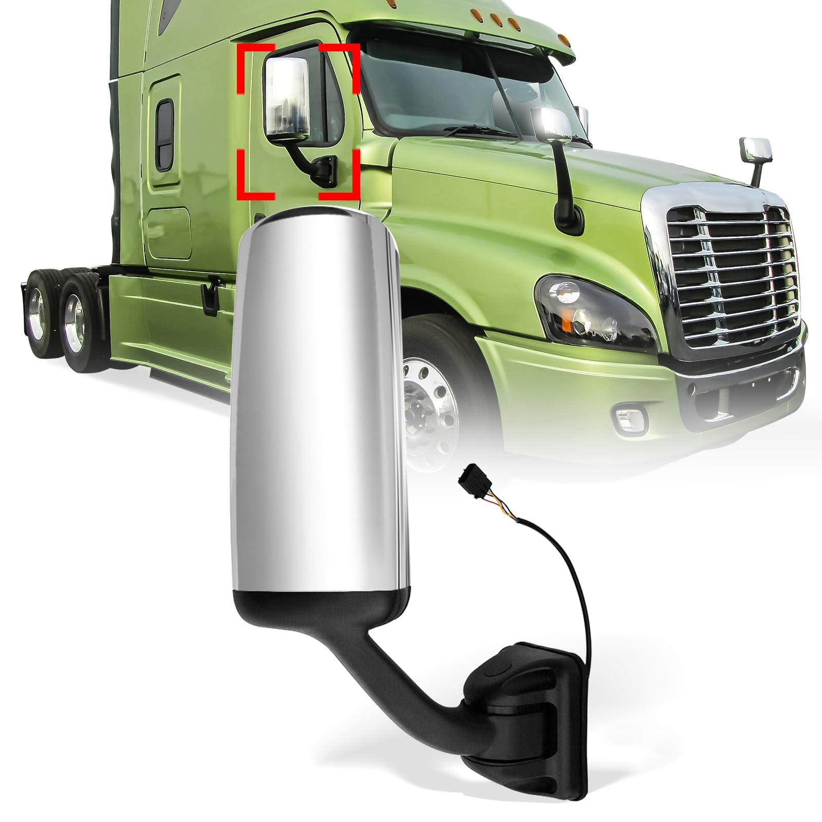 Freightliner Cascadia Door Mirror – Chrome (2008–2016) (RH Passenger) - RoadWest Truck Parts - B08DWVB8FV - High Soar