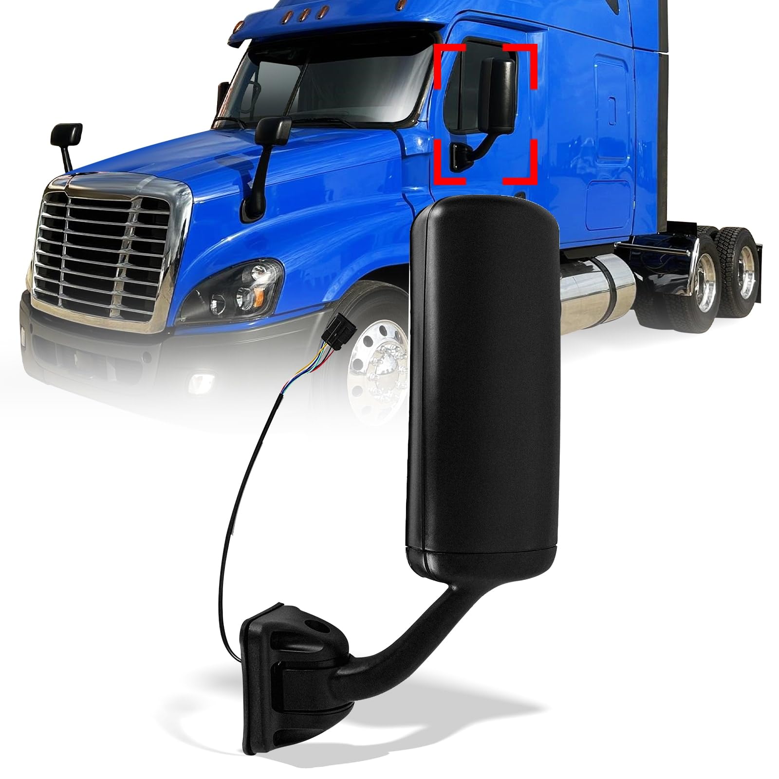 Freightliner Cascadia Door Mirror – Chrome (2008–2016) (RH Passenger) - RoadWest Truck Parts - B09WTK356T - High Soar