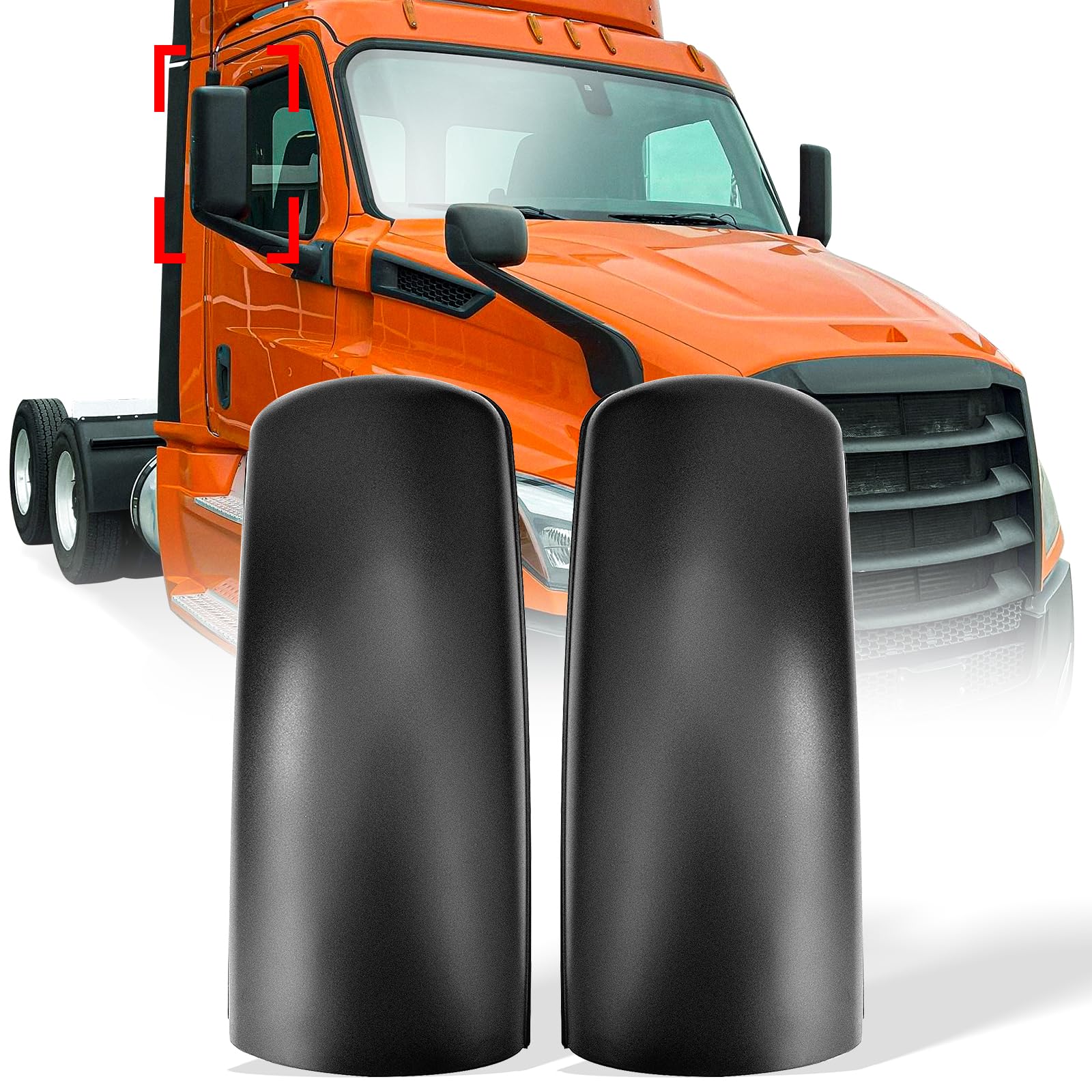 Freightliner Cascadia Door Mirror Covers Pair – Black (2008–2015) - RoadWest Truck Parts - B09WTX1XDJ - High Soar