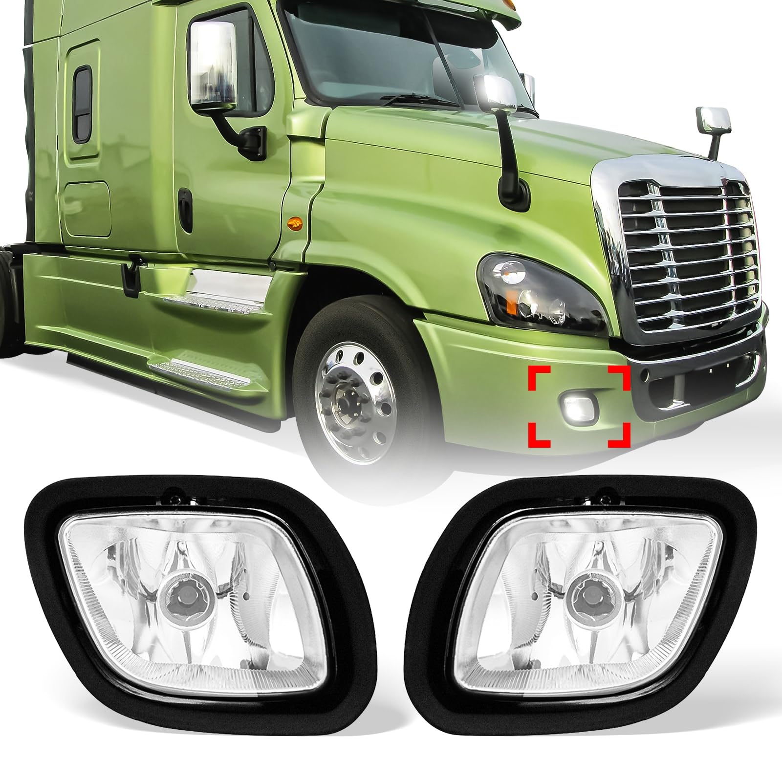 Freightliner Cascadia Front Fog Light Pair (2008–2017) – LED / Halogen - RoadWest Truck Parts - B08XQ8K5VS - High Soar