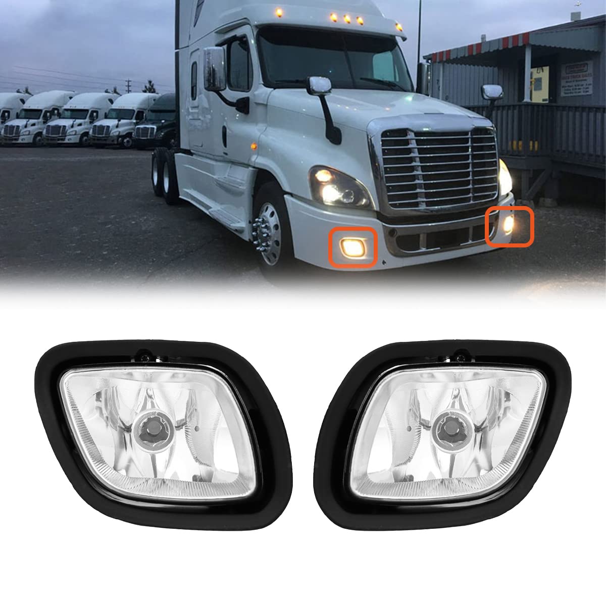 Freightliner Cascadia Front Fog Light Pair (2008–2017) – LED / Halogen - RoadWest Truck Parts - B09WTKJR8S - High Soar
