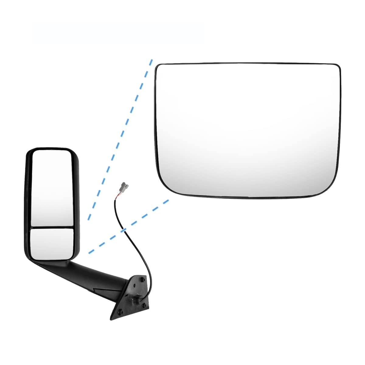 Freightliner Cascadia Heated Lower Mirror Glass (2018–2024) – Wide - Angle Convex, OEM Replacement - RoadWest Truck Parts - B0FYNXX7K9 - High Soar