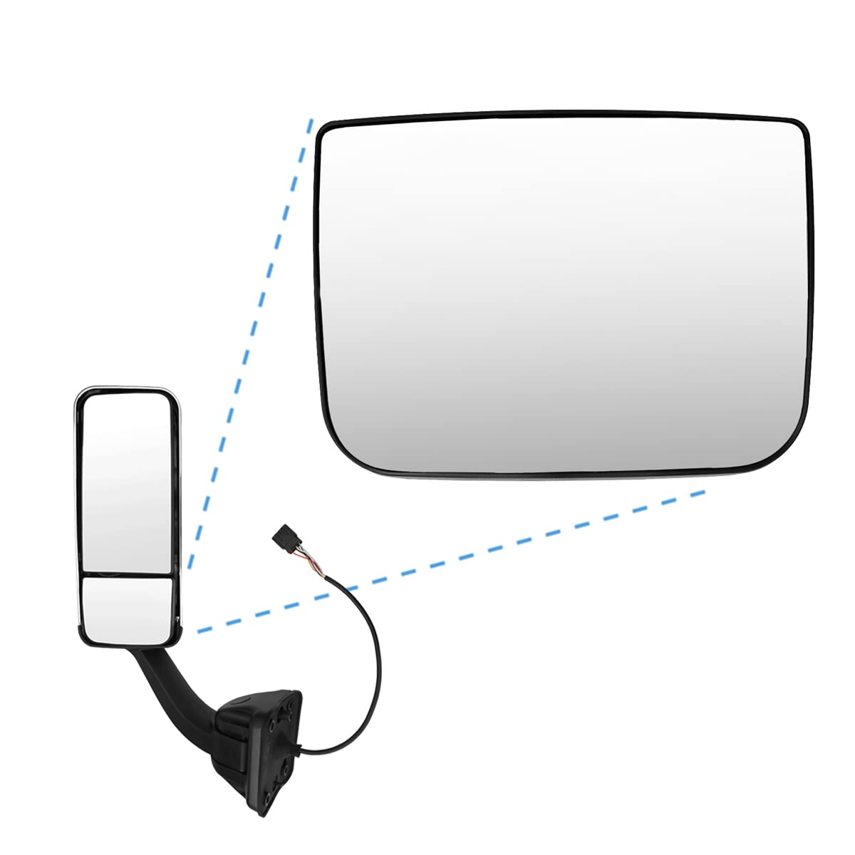 Freightliner Cascadia Heated Mirror Glass (2007–2018) – Small Convex Wide - Angle - RoadWest Truck Parts - B09WTZ46JS - High Soar