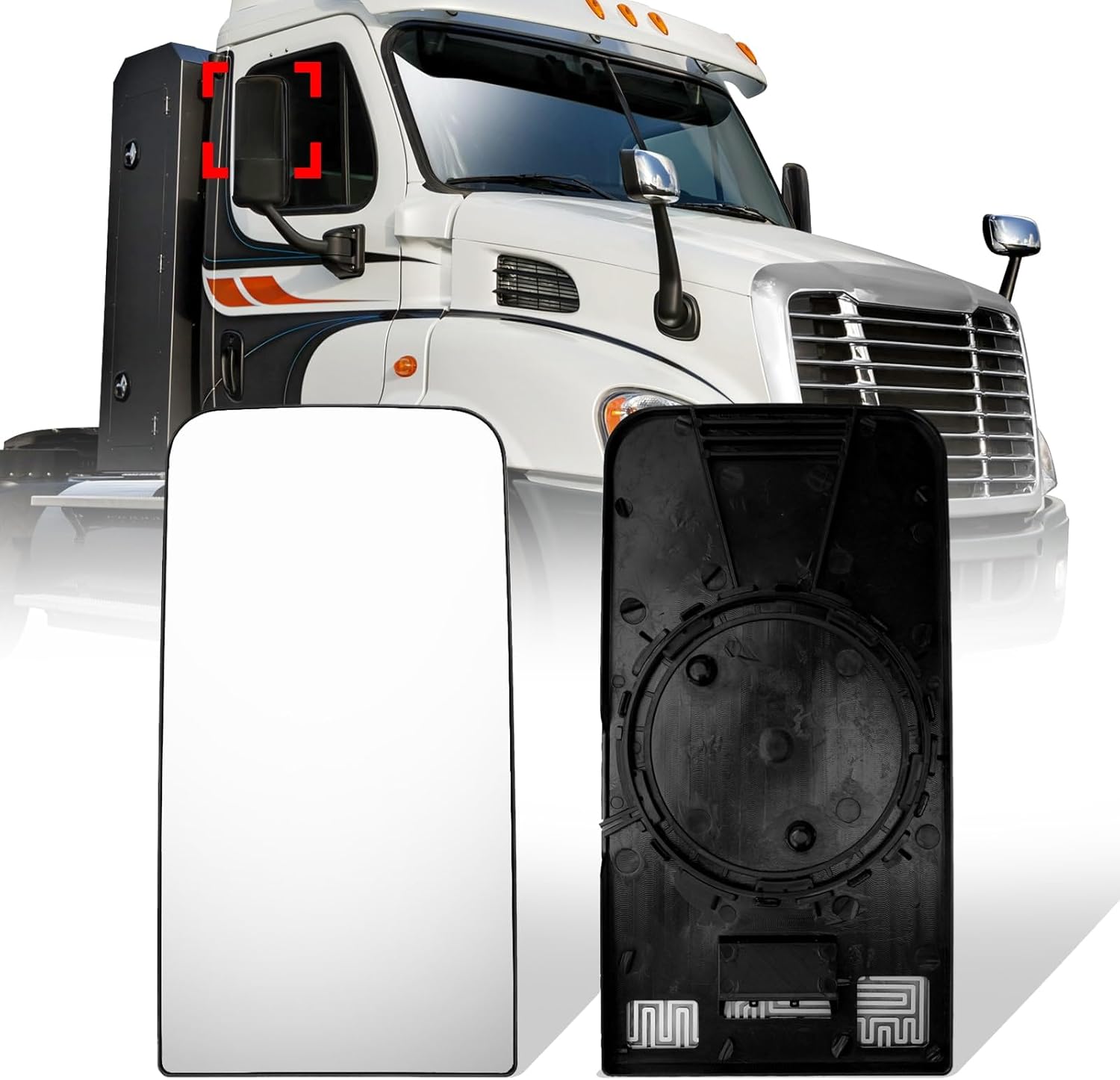 Freightliner Cascadia Heated Mirror Glass (2007–2018) – Small Convex Wide - Angle - RoadWest Truck Parts - B0BG4X2V6Q - High Soar