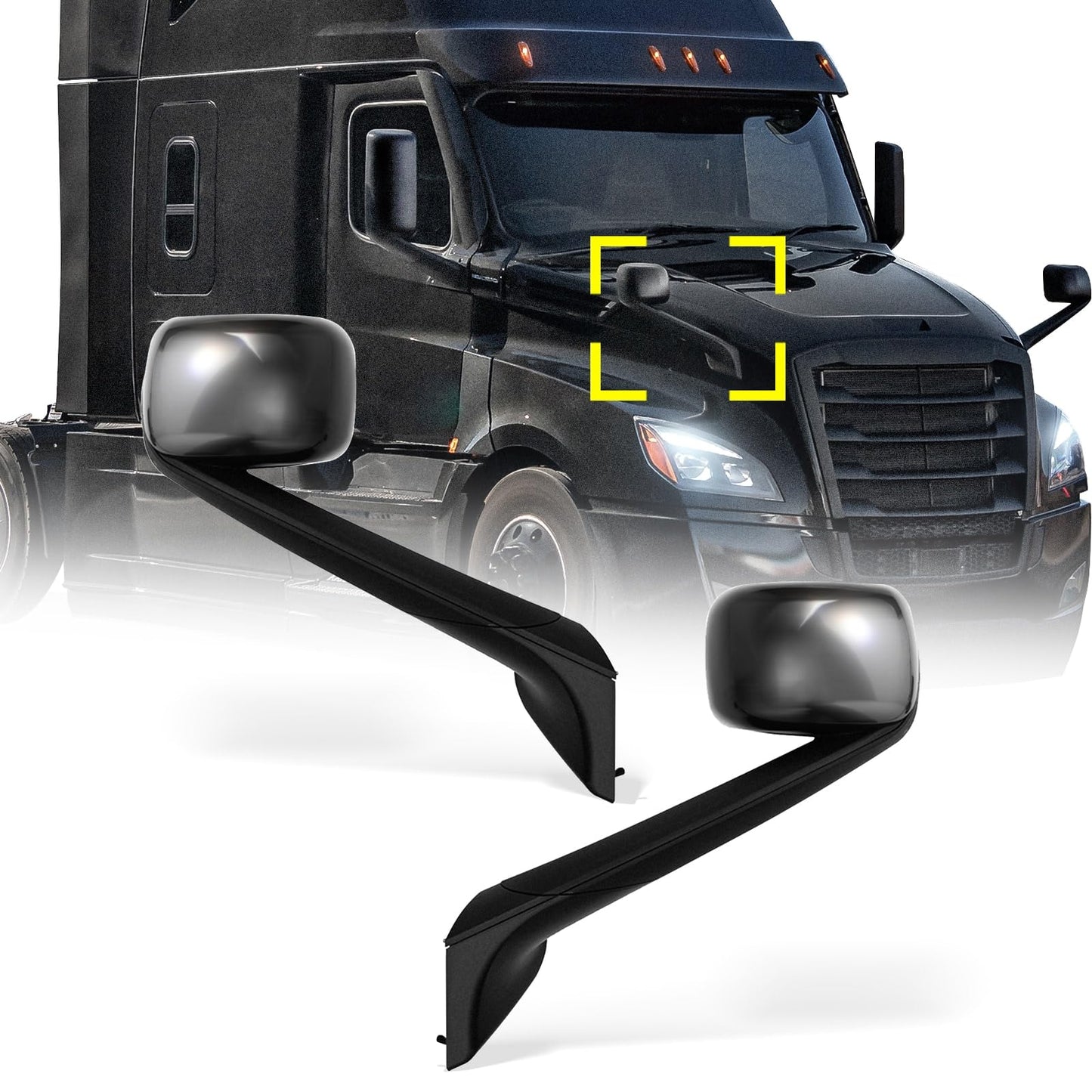 Freightliner Cascadia Hood Mirror Assembly Pair – Heated, Black (2018–2020) - RoadWest Truck Parts - B09WTTB7HH - High Soar