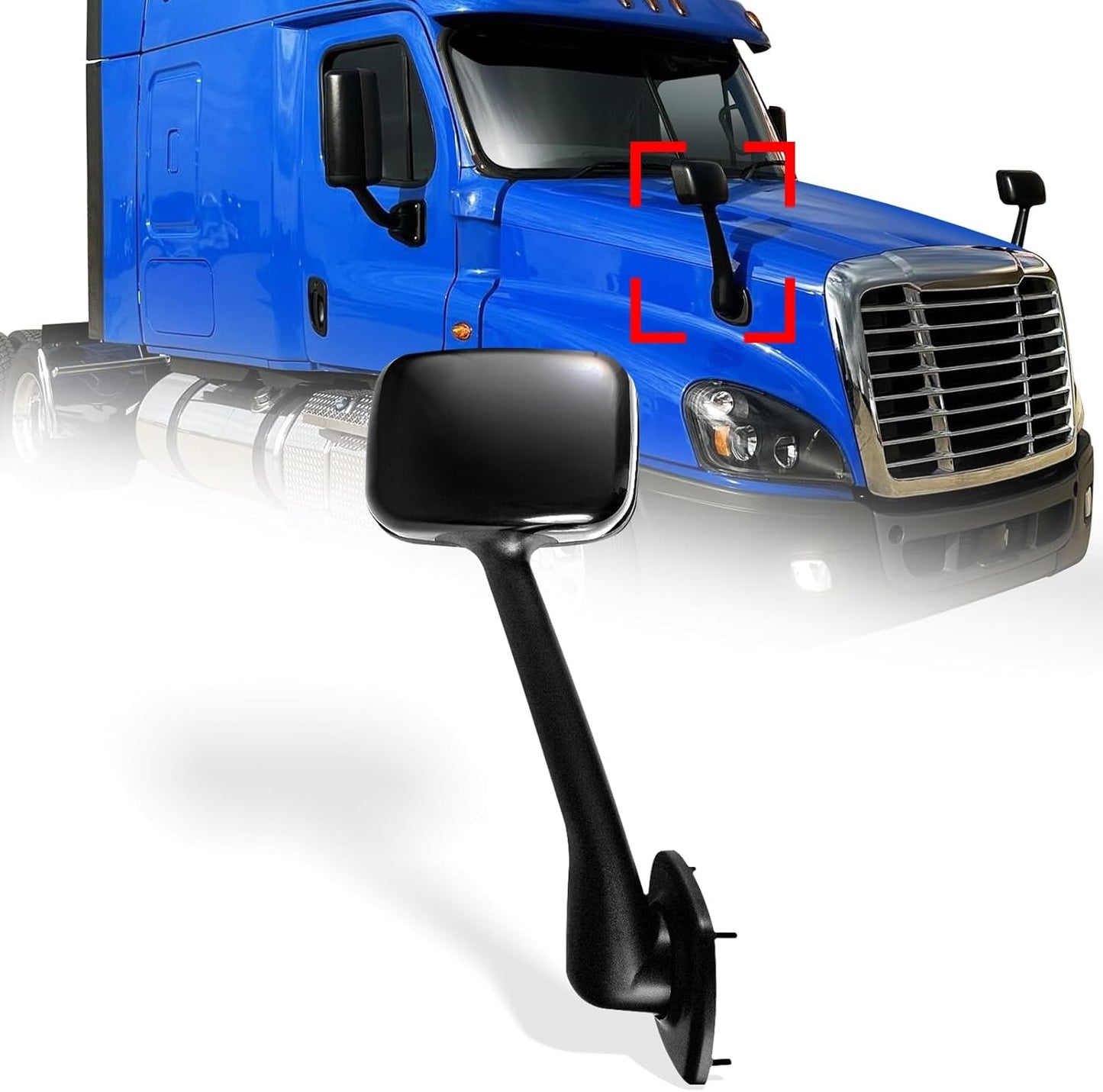 Freightliner Cascadia Hood Mirror – Black (2008–2017) (RH Passenger) - RoadWest Truck Parts - B09WTZ2D5C - High Soar