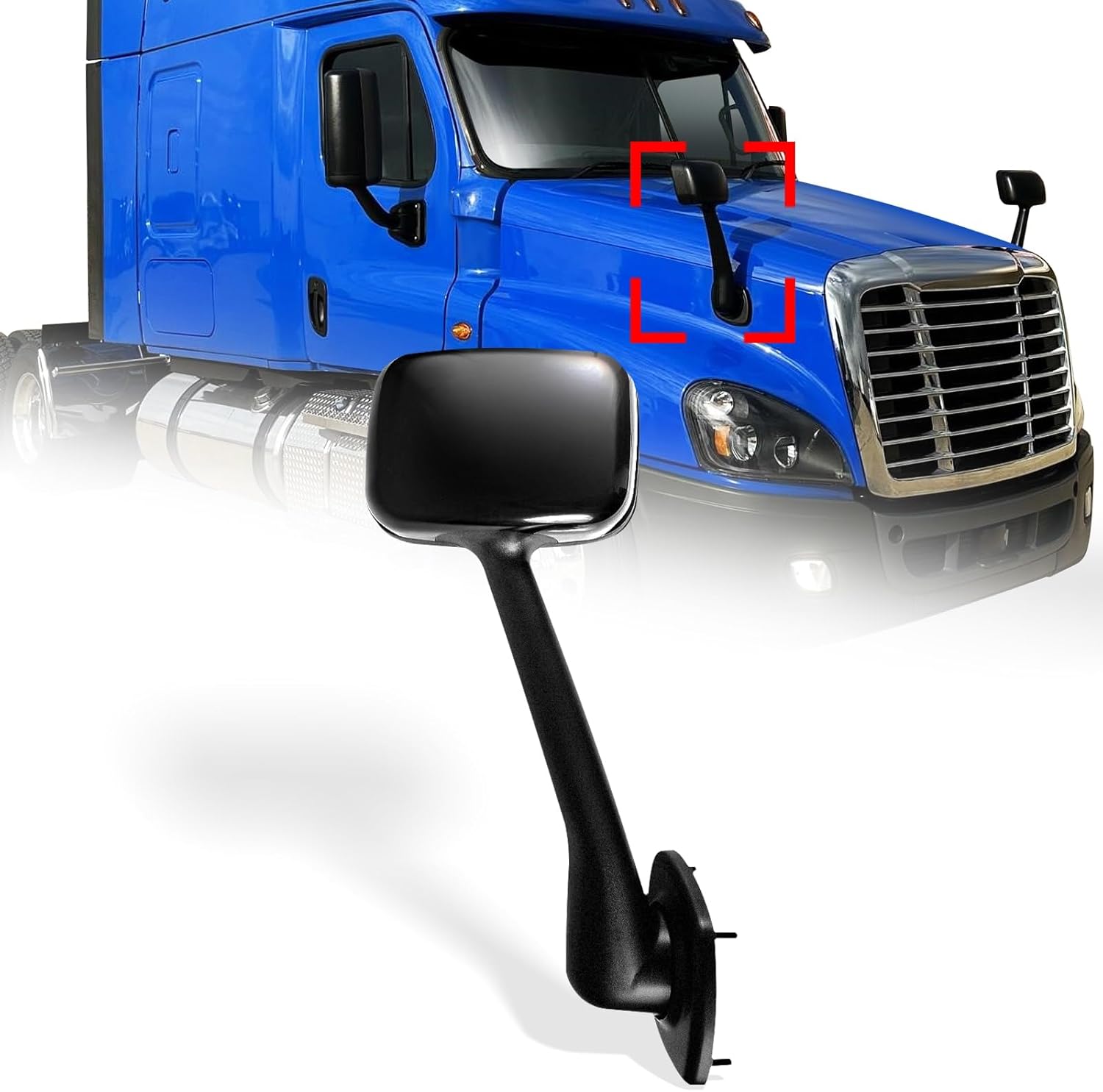 Freightliner Cascadia Hood Mirror – Black (2008–2017) (RH Passenger) - RoadWest Truck Parts - B09WTZ2D5C - High Soar