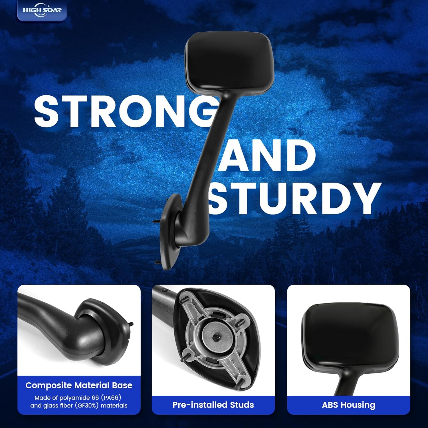 Freightliner Cascadia Hood Mirror – Black (2008–2017) (RH Passenger) - RoadWest Truck Parts - B09WTZ2D5C - High Soar