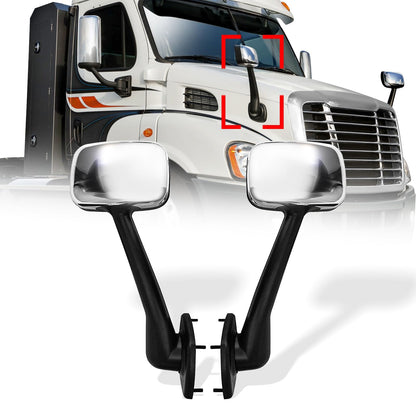 Freightliner Cascadia Hood Mirrors Pair – Chrome (2008–2017) (LH+RH) - RoadWest Truck Parts - MZ-8719E-R&L - High Soar