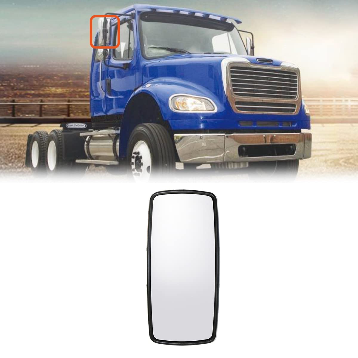 Freightliner Columbia & M2 100/106 Door Mirror – Heated, Manual, Windshield Mount (2004–2016) - RoadWest Truck Parts - B09TKJNTF3 - High Soar