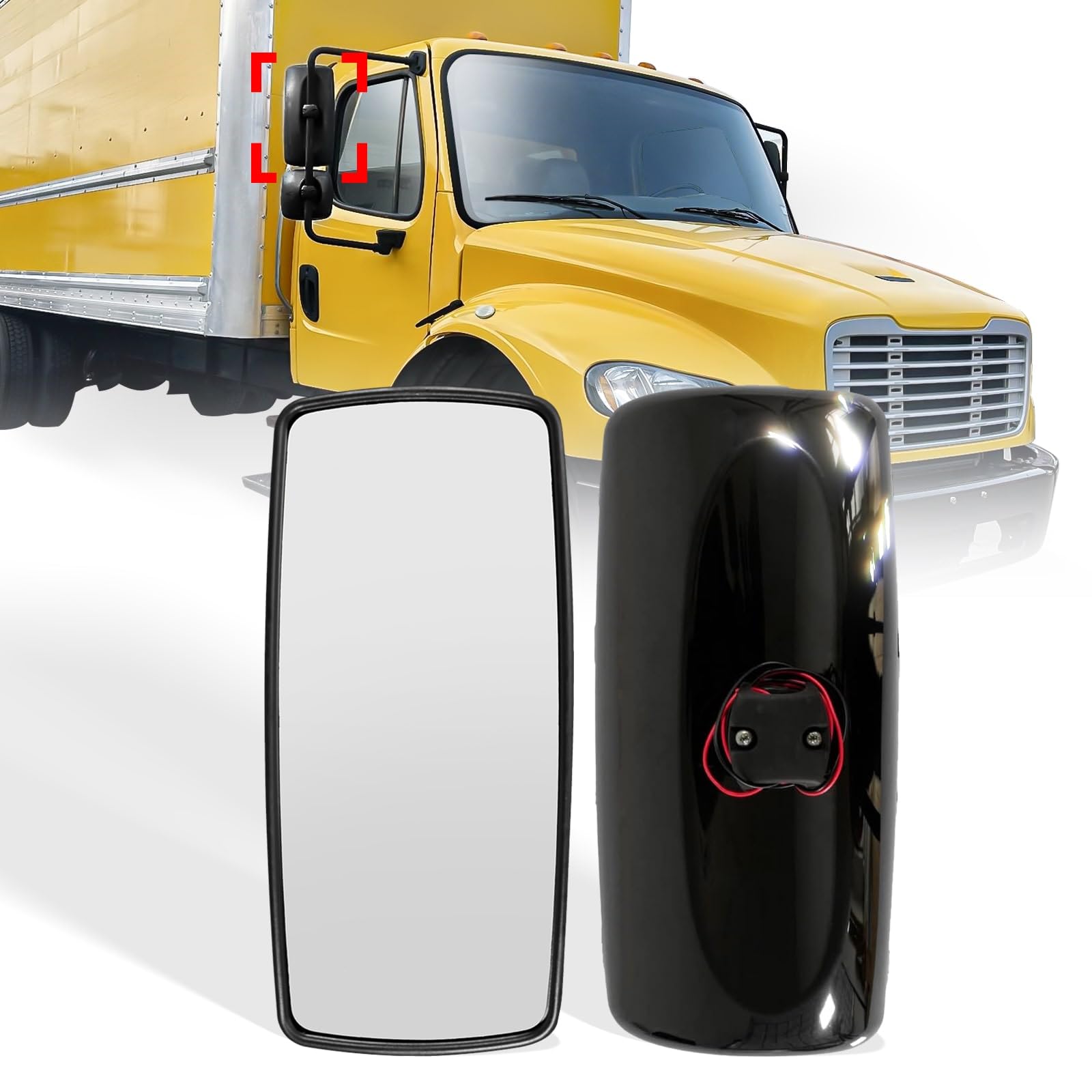 Freightliner Columbia & M2 100/106 Door Mirror – Heated, Manual, Windshield Mount (2004–2016) - RoadWest Truck Parts - B09WTVYKVP - High Soar