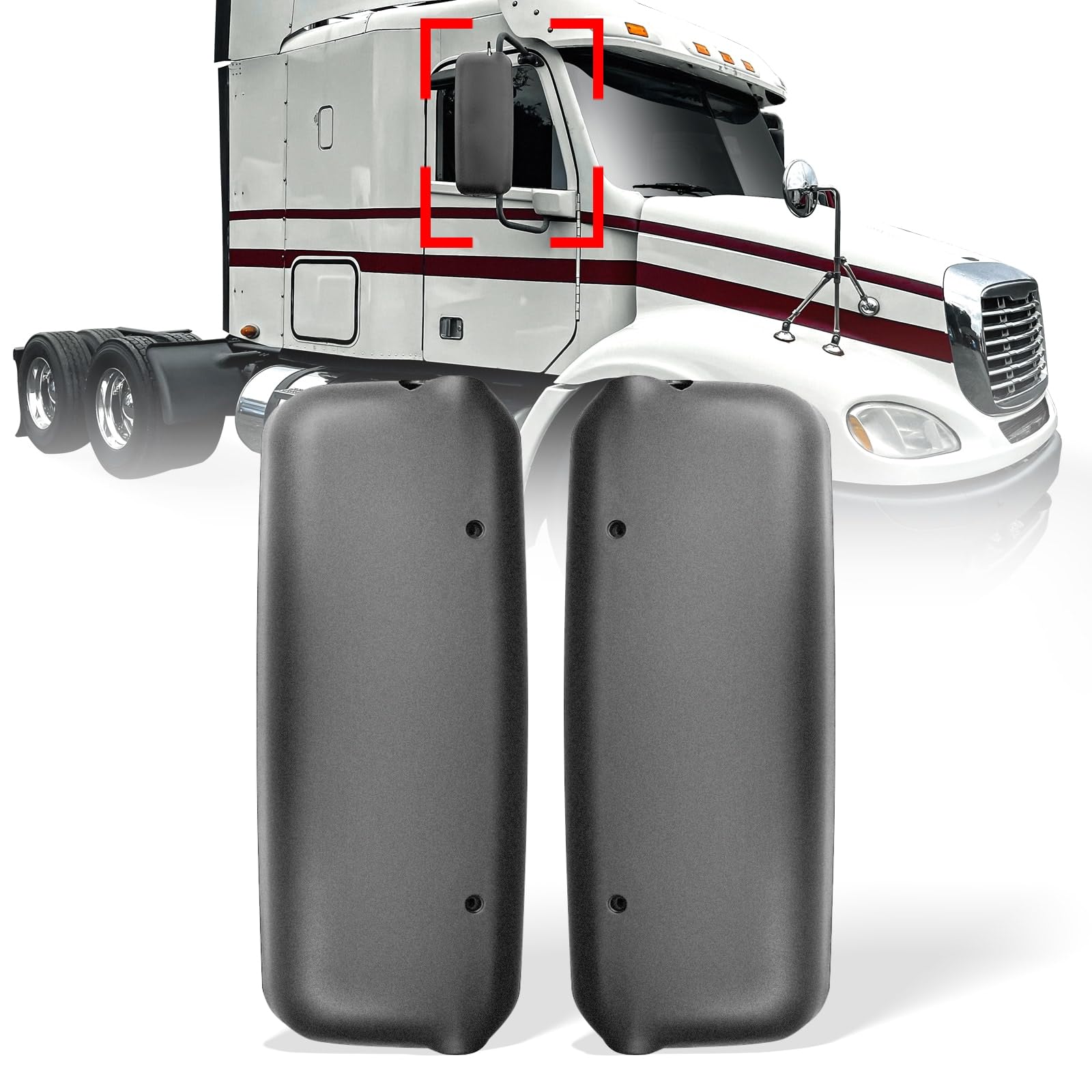 Freightliner Columbia Mirror Covers Pair (2005–2015) – Black / Grey / Chrome - RoadWest Truck Parts - B09WV3LJJ1 - High Soar