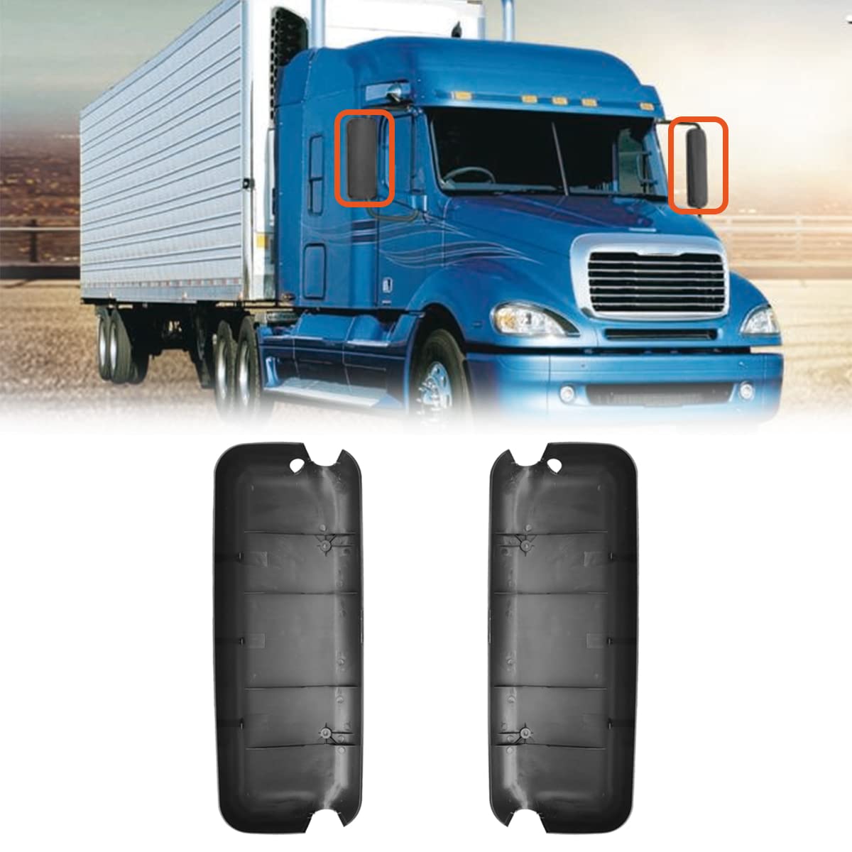 Freightliner Columbia Mirror Covers Pair (2005–2015) – Black / Grey / Chrome - RoadWest Truck Parts - B09WV5C285 - High Soar
