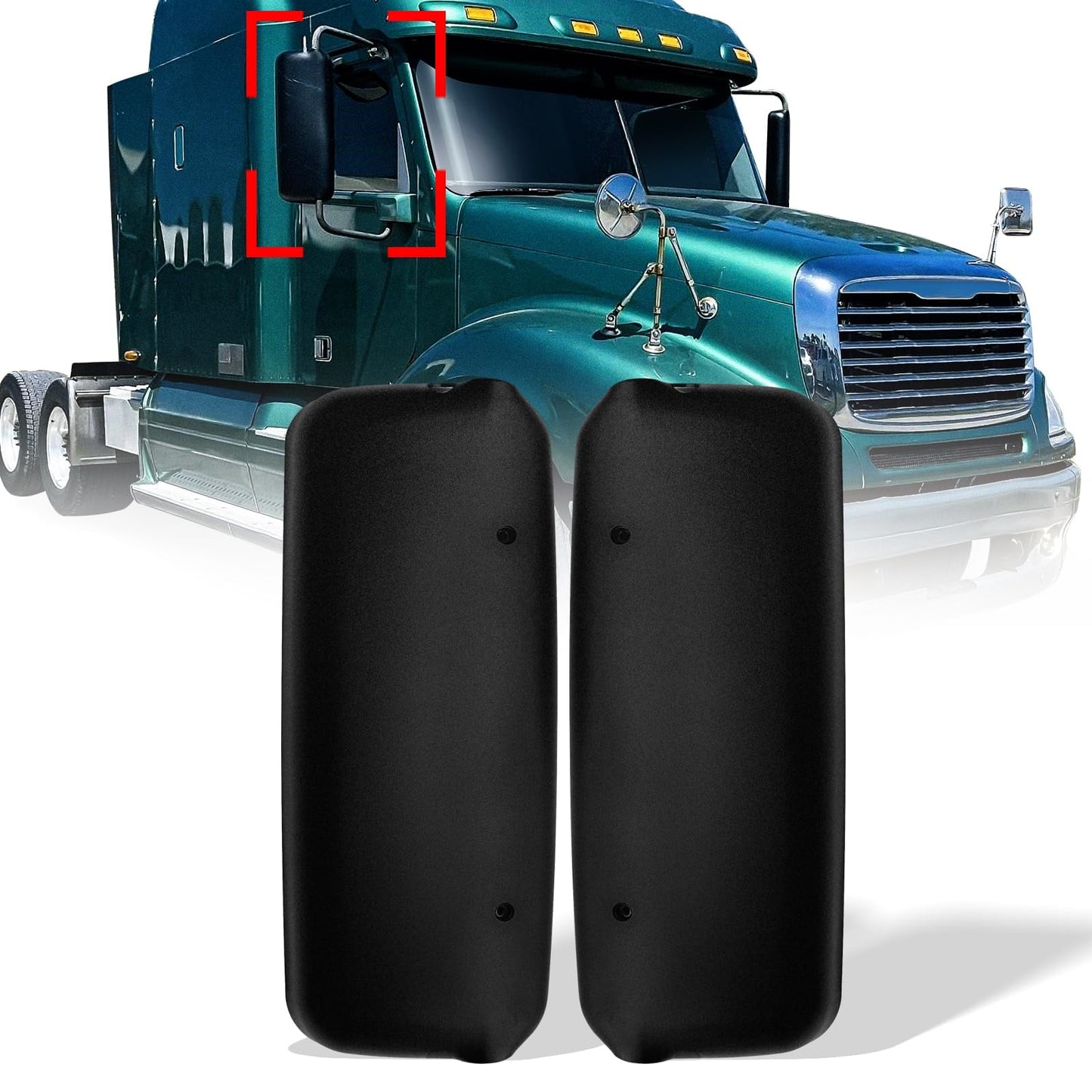 Freightliner Columbia Mirror Covers Pair (2005–2015) – Black / Grey / Chrome - RoadWest Truck Parts - B09WV5C285 - High Soar