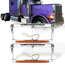 Freightliner FLD Classic XL 4×6 Headlight Bezel w/ 12" LED Amber Strip - RoadWest Truck Parts - B09ST61BY5 - High Soar