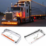 Freightliner FLD Classic XL 4×6 Headlight Bezel w/ 12" LED Amber Strip - RoadWest Truck Parts - MZ-6657WW - High Soar