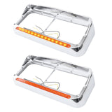 Freightliner FLD Classic XL 4×6 Headlight Bezel w/ 12" LED Amber Strip - RoadWest Truck Parts - MZ-6657WW - High Soar