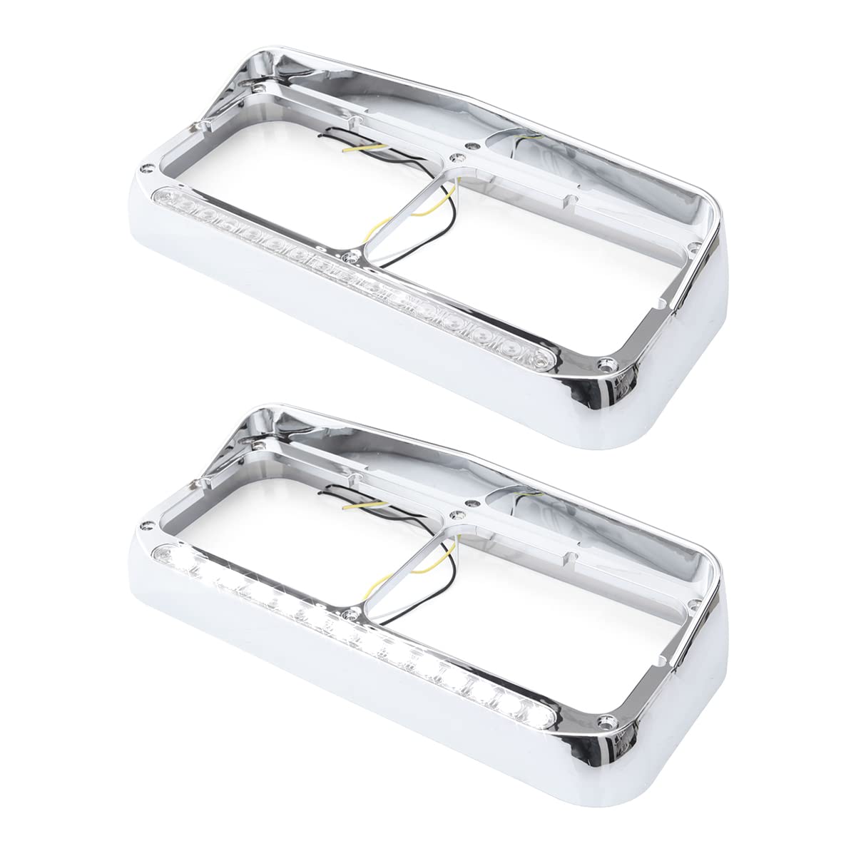 Freightliner FLD Classic XL 4×6 Headlight Bezel w/ 12" LED Amber Strip - RoadWest Truck Parts - MZ-6657WW - High Soar