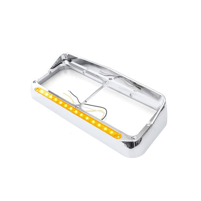 Freightliner FLD Classic XL 4×6 Headlight Bezel w/ 12" LED Amber Strip - RoadWest Truck Parts - MZ-6657WW - High Soar