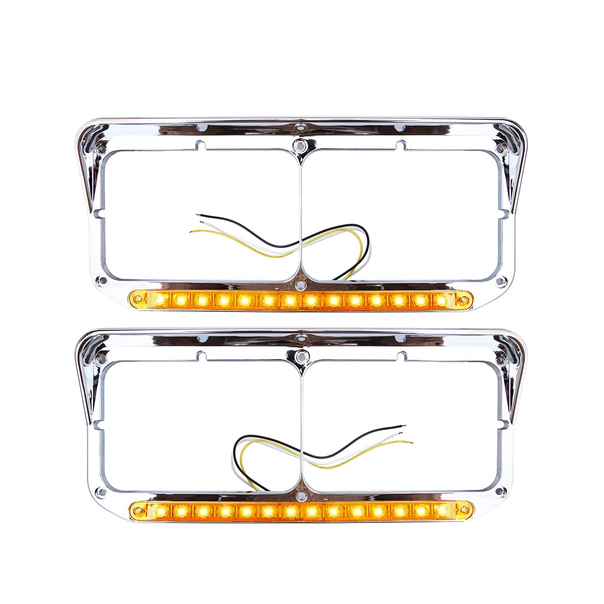 Freightliner FLD Classic XL 4×6 Headlight Bezel w/ 12" LED Amber Strip - RoadWest Truck Parts - MZ-6657WW - High Soar