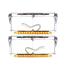 Freightliner FLD Classic XL 4×6 Headlight Bezel w/ 12" LED Amber Strip - RoadWest Truck Parts - MZ-6657WW - High Soar