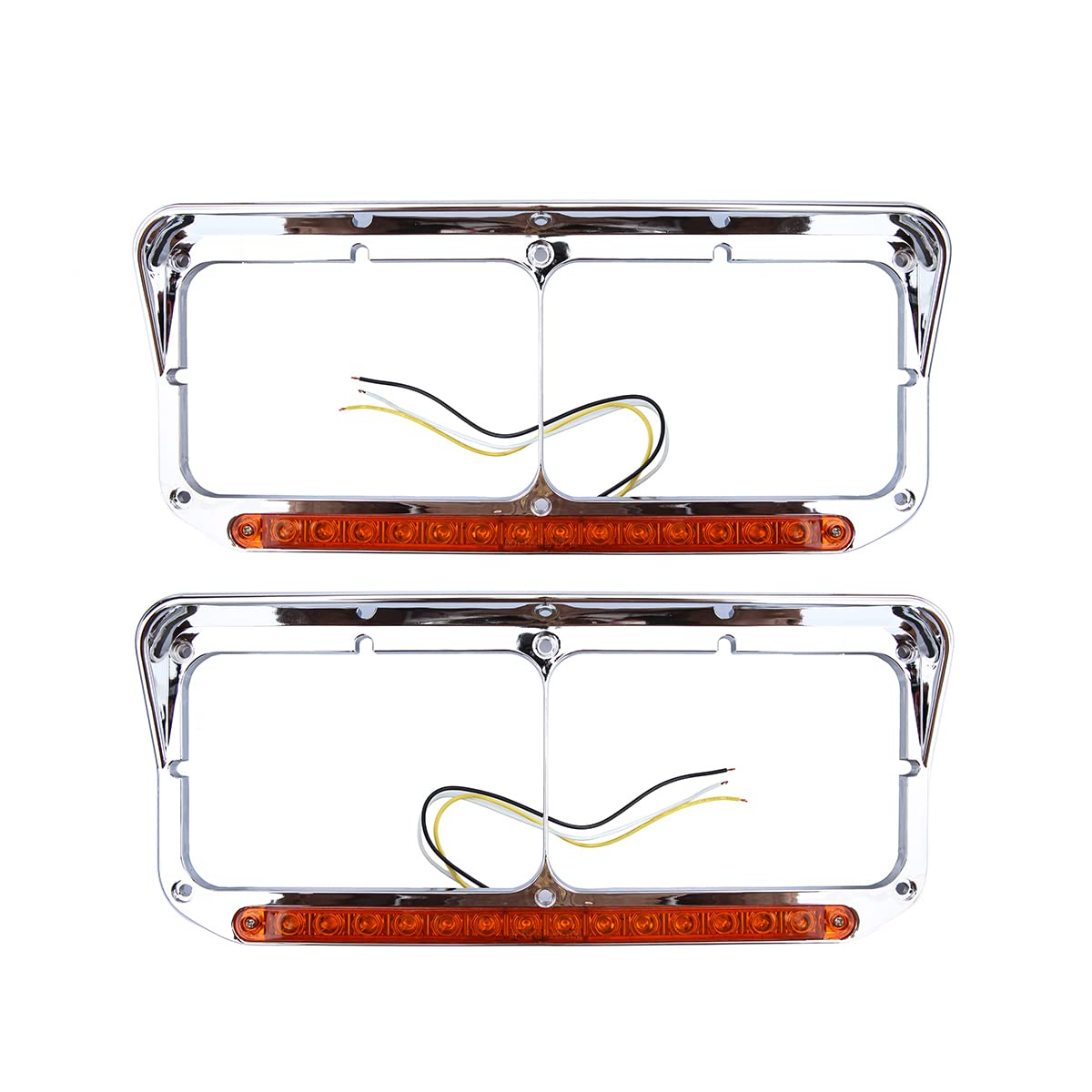 Freightliner FLD Classic XL 4×6 Headlight Bezel w/ 12" LED Amber Strip - RoadWest Truck Parts - MZ-6657WW - High Soar