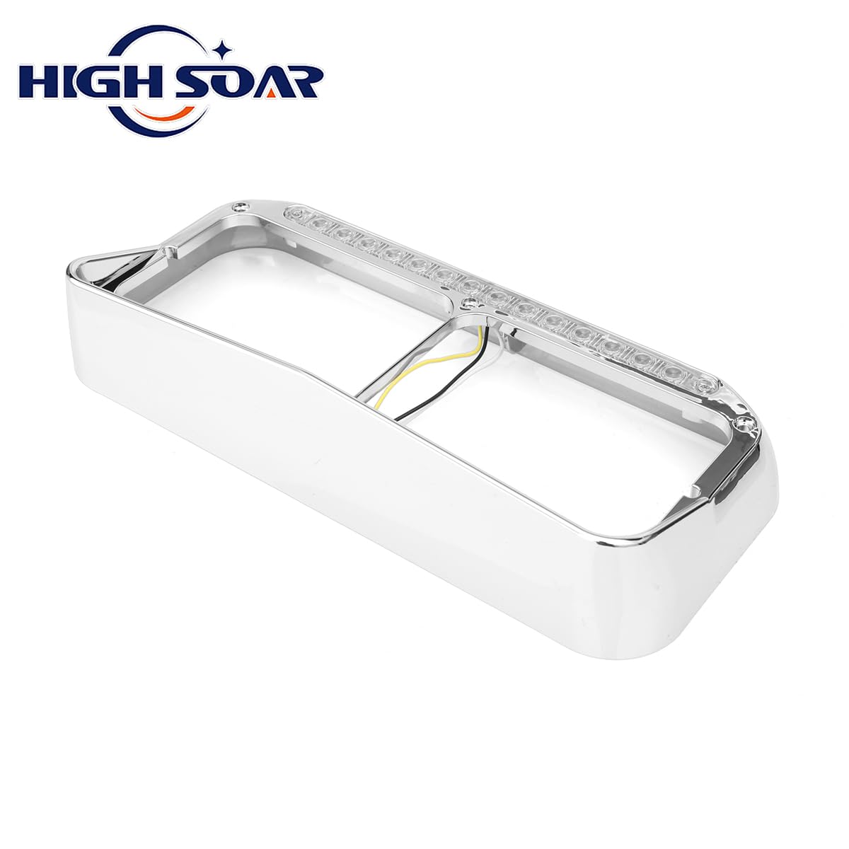 Freightliner FLD Classic XL 4×6 Headlight Bezel w/ 12" LED Amber Strip - RoadWest Truck Parts - MZ-6657WW - High Soar