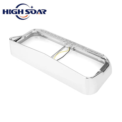 Freightliner FLD Classic XL 4×6 Headlight Bezel w/ 12" LED Amber Strip - RoadWest Truck Parts - MZ-6657WW - High Soar