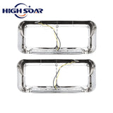 Freightliner FLD Classic XL 4×6 Headlight Bezel w/ 12" LED Amber Strip - RoadWest Truck Parts - MZ-6657WW - High Soar