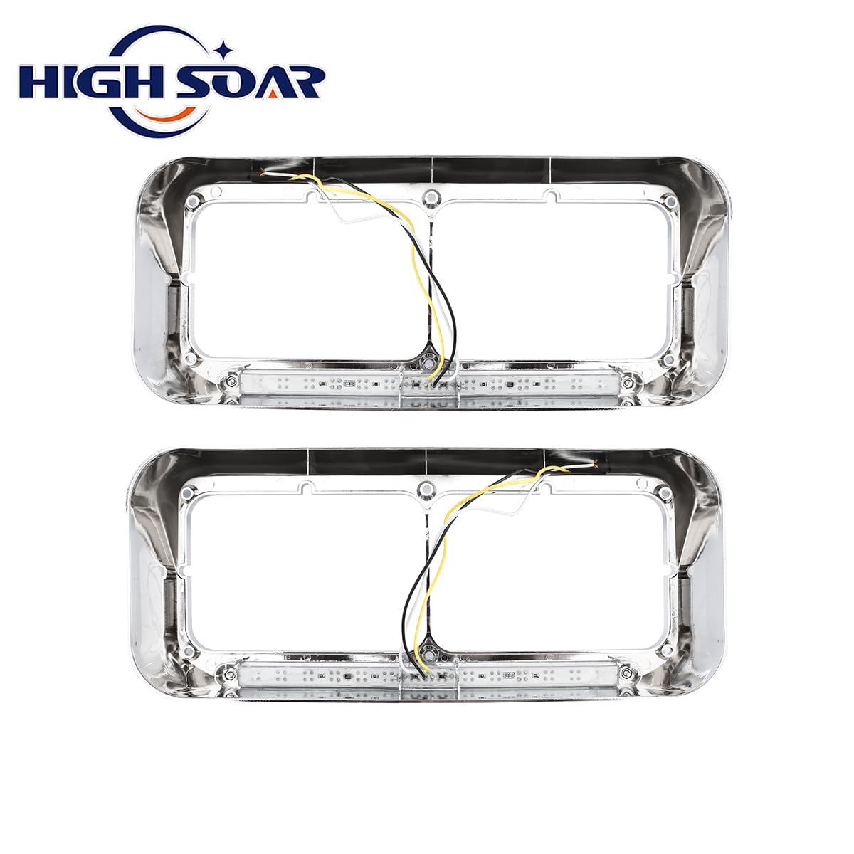 Freightliner FLD Classic XL 4×6 Headlight Bezel w/ 12" LED Amber Strip - RoadWest Truck Parts - MZ-6657WW - High Soar