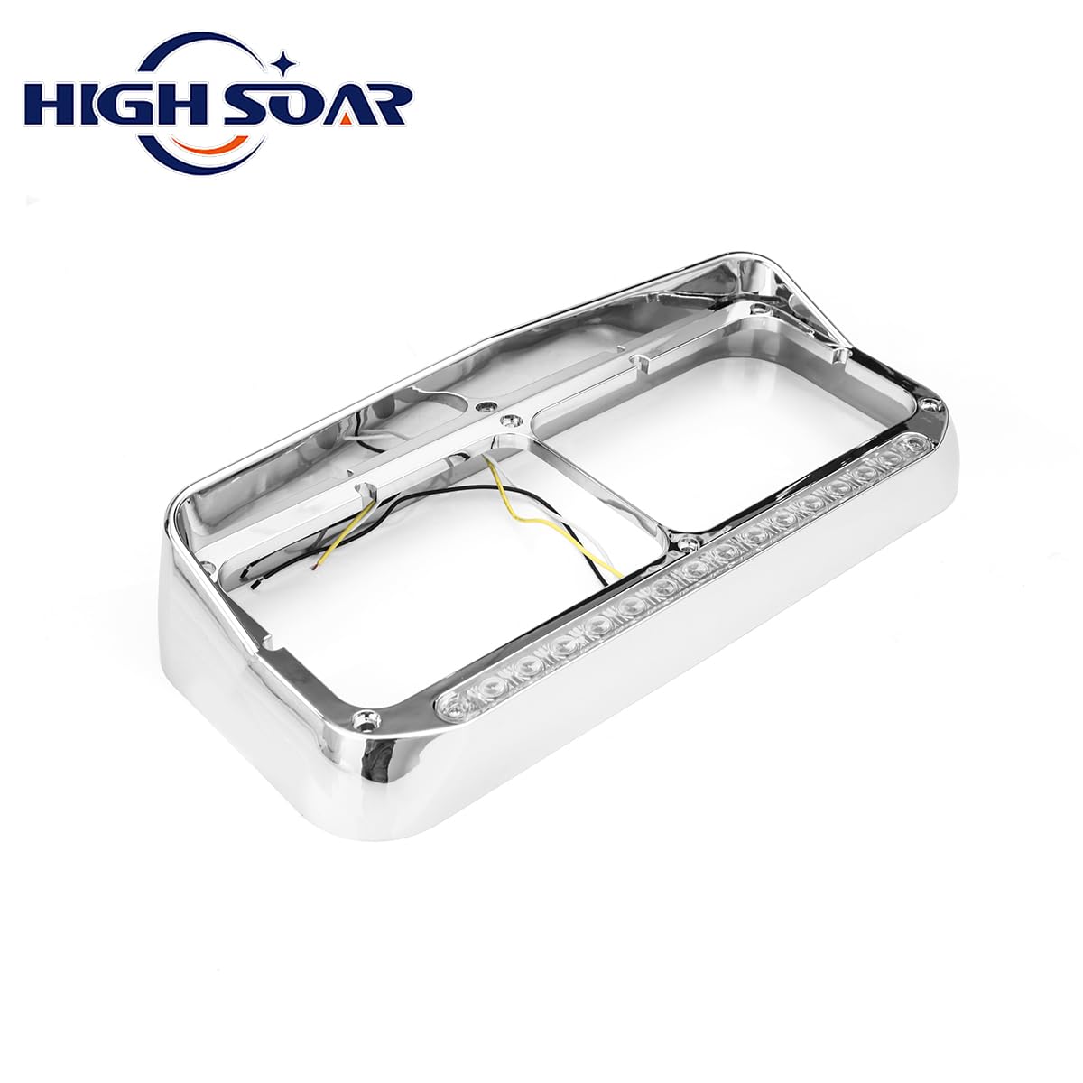 Freightliner FLD Classic XL 4×6 Headlight Bezel w/ 12" LED Amber Strip - RoadWest Truck Parts - MZ-6657WW - High Soar