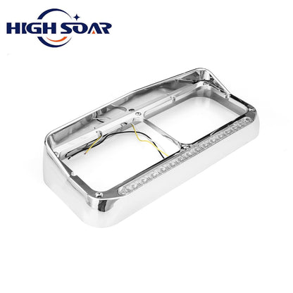 Freightliner FLD Classic XL 4×6 Headlight Bezel w/ 12" LED Amber Strip - RoadWest Truck Parts - MZ-6657WW - High Soar