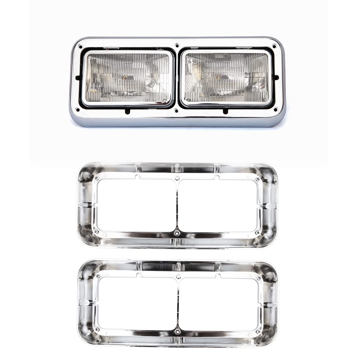 Freightliner FLD Classic XL/120/132 Headlight Bezel – Chrome LED 12" Amber (3 - 2048 - 3) - RoadWest Truck Parts - B09V7CNNJN - High Soar