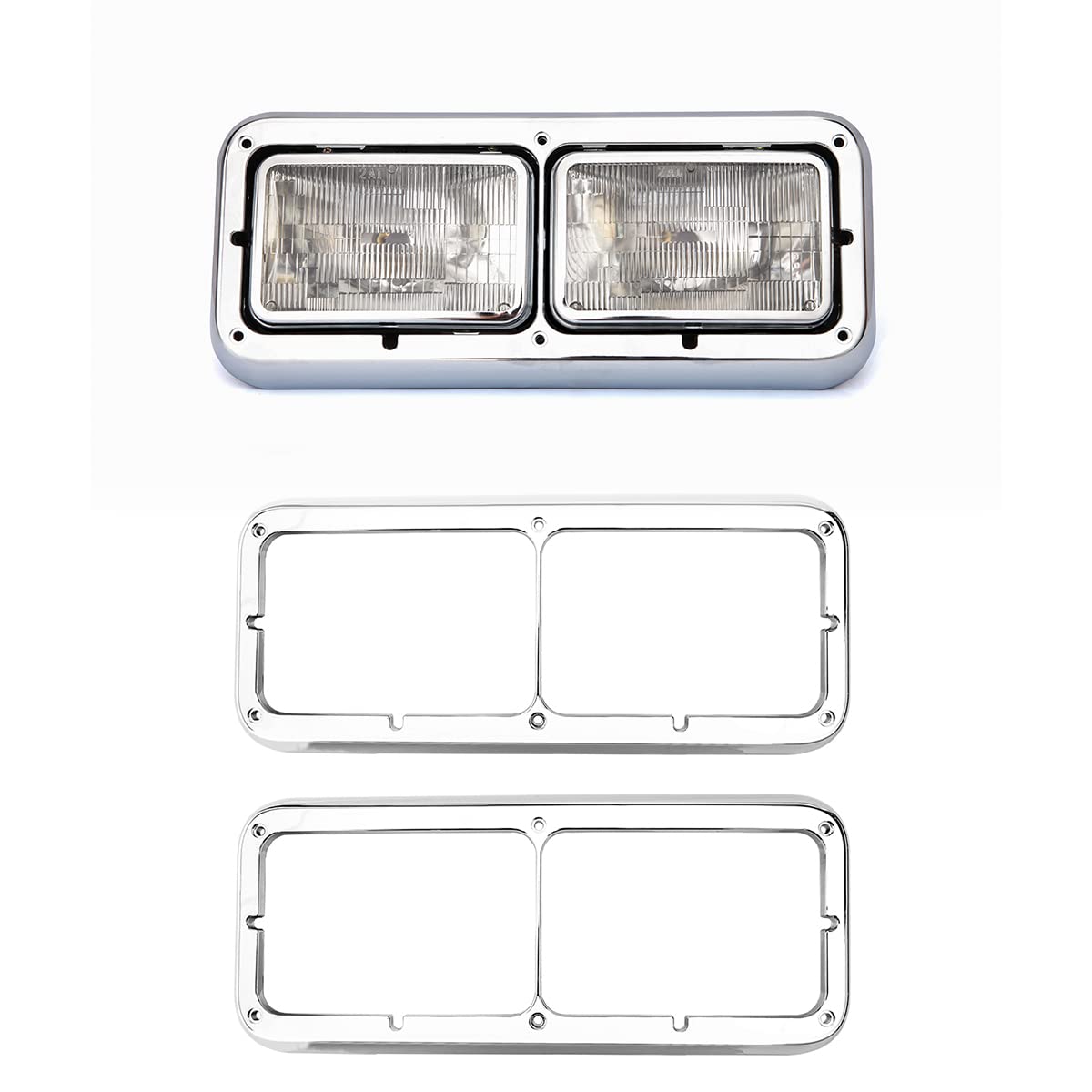 Freightliner FLD Classic XL/120/132 Headlight Bezel – Chrome LED 12" Amber (3 - 2048 - 3) - RoadWest Truck Parts - B09V7CNNJN - High Soar